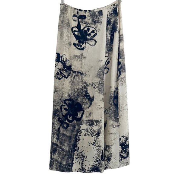 Max Mara Silk Tie Waist Wrap Printed Midi Skirt Womens Size 6 A-line Old Money - Picture 10 of 10